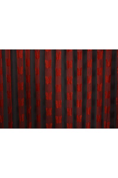 AKÇA TEKSTİL Butterfly Model Red Color Rope Curtain Ready Buttons Sewn Rope Curtain 300*270cm