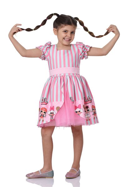EYLÜL ELİF BUTİK Rochie Lol roz pentru fetiță cu fermoar
