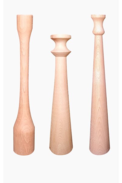 turanahşap Ahşap Şamdan 3'lü Set