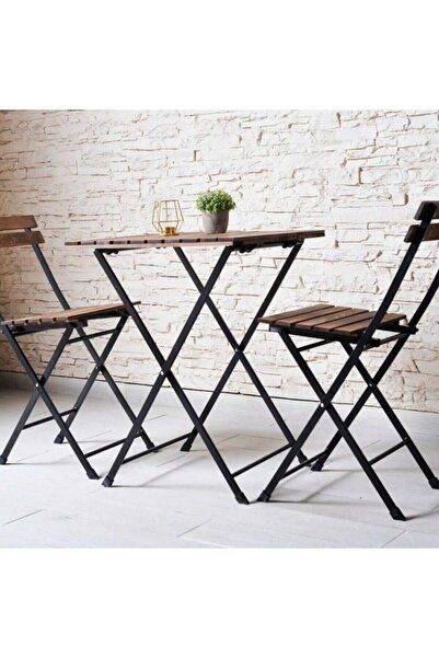 Genel Markalar Bahçe Balkon Bistro Seti Koyu Ceviz