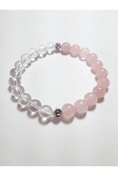 Doğaltaş Kristal Kuvars & Pembe Kuvars Bileklik (8 Mm)