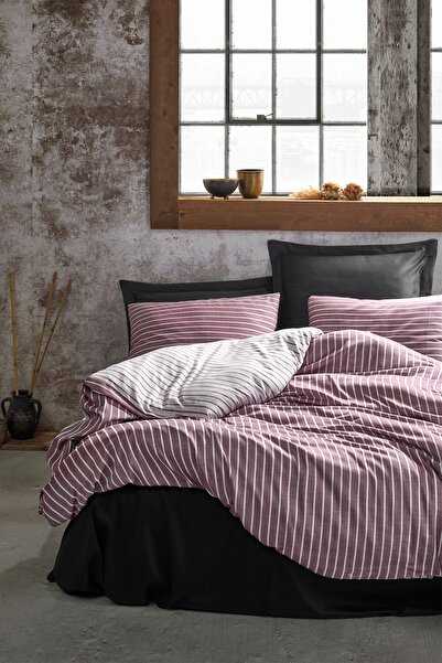 Cotton Box طقم غطاء لحاف مزدوج من الخيزران باللون الأحمر الداكن