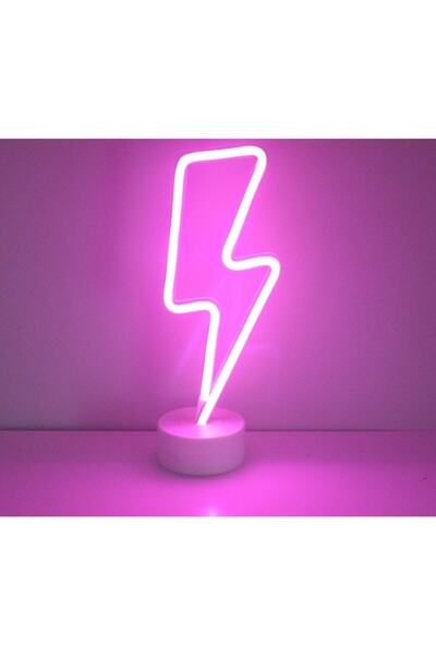 epazzar Pembe Yıldırım Şimşek Şeklinde Usb Ve Pilli Neon Lamba Led Süs Masa L...