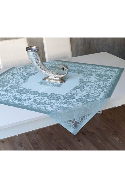 WENESSİ Set de sufragerie cu model trandafiri tricotat (6 bucăți) (albastru)