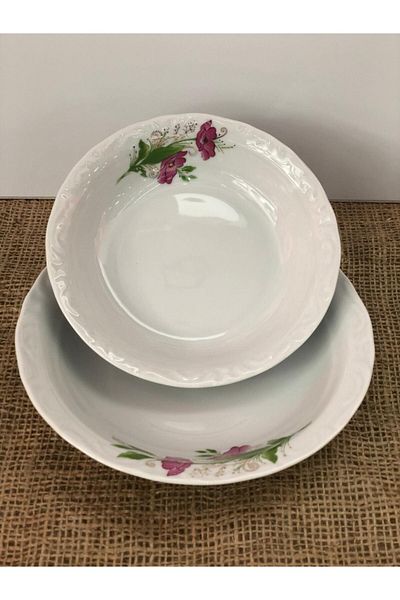 Porland طبق عشاء لال 19 سم 12 قطعة