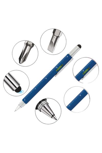 SEDEF SİLVER Engineer Pen with Spirit Level, Ruler and Screwdriver