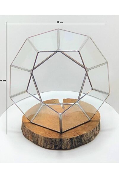 verteks Dekoratif Teraryum Geometrik Cam Fanus