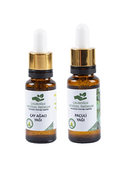 Çalıkoğlu Bitkisel Ürünler زيت شجرة الشاي 20 مل - زيت الباتشولي عبوة من قطعتين، عرض 30%