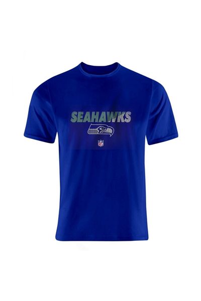 usateamfans Ανδρικό μαύρο μπλουζάκι Seattle Seahawks με διάτρηση