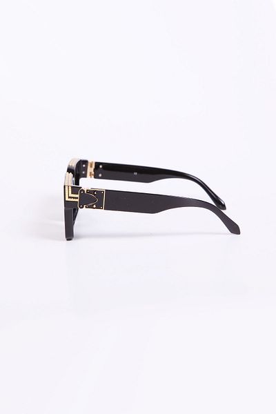 Kapin Bond Black Gold Detailed Bone Sunglasses - Black Glass