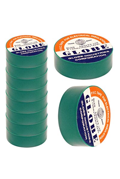 ELECTRONİC CHEAP Globe Elektrikçi Bandı Izole Bant Yeşil 10 Adet 19 Mm