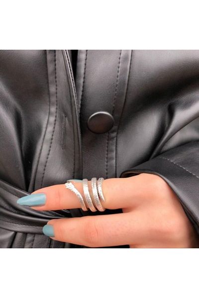 Köstebek Adjustable Adjustable Ring - Thin Spiral Snake