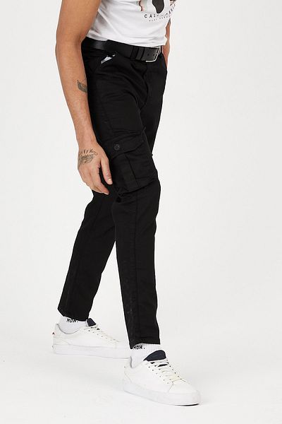 Serseri Jeans Μαύρο παντελόνι Cargo με φυσούνα χωρίς ελαστικό πόδι