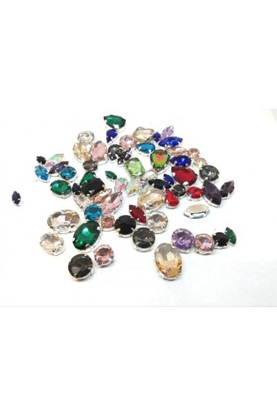 yiğit aksesuar Case-Potted Glass Stone 3 Different Sizes-5 Different Models Mixed Model-size-colors Package (50 Pieces)