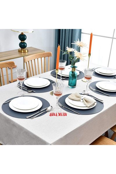 ASENA DESİGN American Service Anthracite Gray Leather Lily 12 Pieces for 6 People