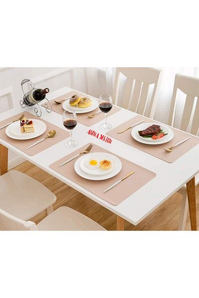 ASENA DESİGN American Service Leather Powder Pink 12 Pieces for 6 People