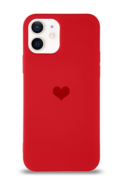 KZY İletişim Apple Iphone 12 Mini Kılıf Kalp Logolu Altı Kapalı Içi Kadife La...