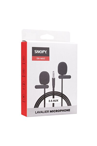 Snopy SN-M60 Siyah 2 Mikrofonlu Akıllı Telefon ve Youtuber Yaka Mikrofonu
