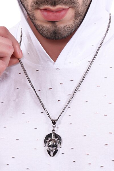 LABALABA Men's Metallic Anthracite Lacquer Coated Helmet Icon Pendant