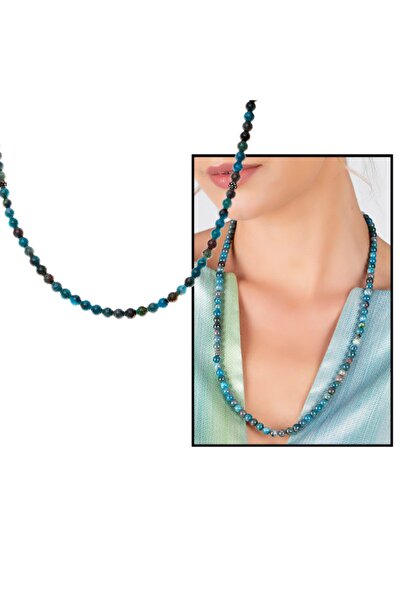 Tesbihane Hem Bileklik - Hem Kolye - Hem Tesbih 99lu Apatite Doğaltaş Aksesuar