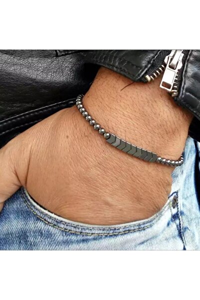 platin hediyelik Men's Natural Hematite Stone Bracelet Natural Stone Bracelet