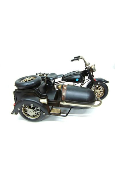 EVİMTATLIEVİM Metal Motorcycle with Nostalgic Basket Large Size 34cm