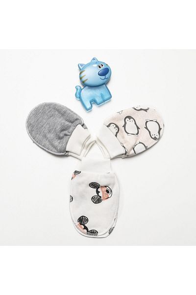 Süpermini Patterned Style 3-Piece Combed Cotton Gloves, Model Changes May Occur in Products