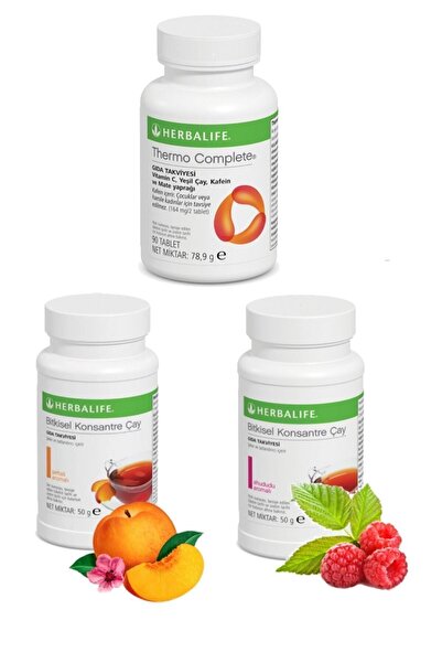 Herbalife Bölgesel Incelme Seti 2 Adet Çay 50 gr Ahududu Şeftali + Thermo...