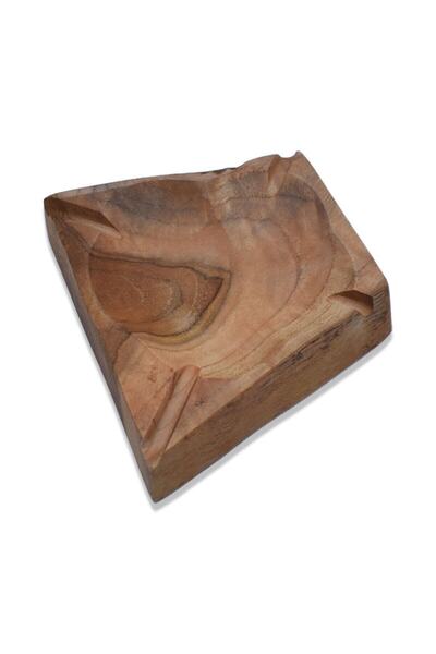 Hedicaret منفضة سجائر خشبية، صينية رماد بنية، غير متماثلة، صناعة يدوية