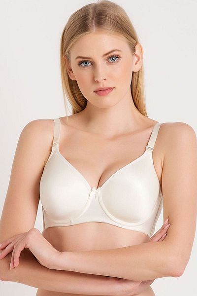 Magic Form 5738 Women's Ecru Plain Fabric, Thin Sponge, Full Cup Cup Bra