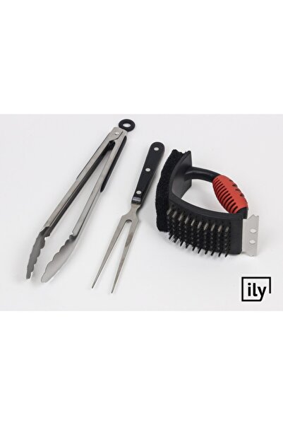İly Ily Barbekü Maşa/çatal Ve Temizleme Seti