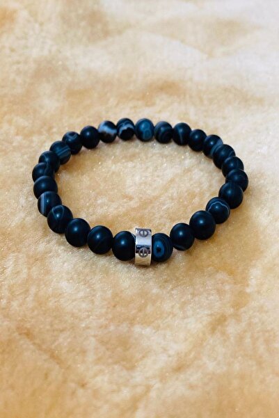 Black Swan Gift & Accessories Unisex Matte Black Agate Natural Stone Bracelet