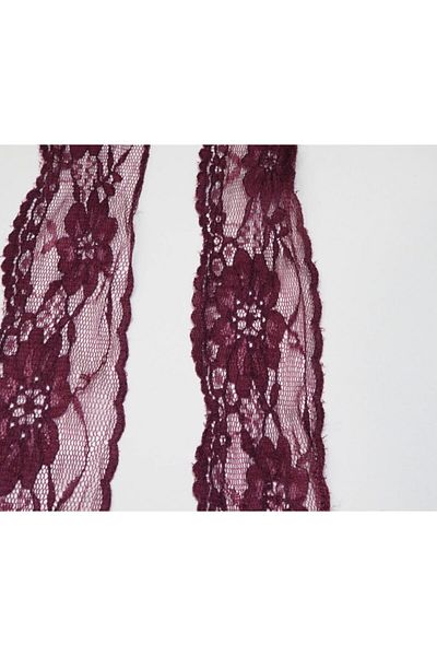 tuhafiyecimiz Burgundy Nylon Lace 5 m