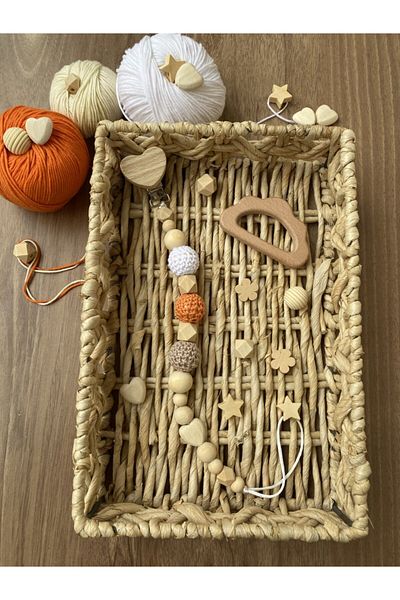 Mini Ropa Wooden Braided Pacifier Hanger