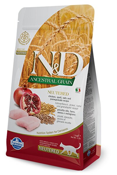 N&D Düşük Tahıllı Tavuk Ve Narlı Kısırlaştırılmış Kedi Maması 10 Kg.