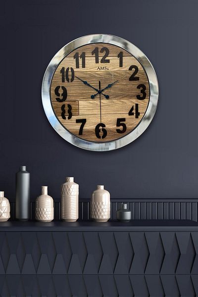 Kasva Concept Gift 36 cm Chrome Metal Plain Wall Clock
