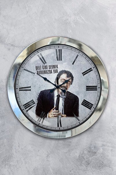 Platin Saat ساعة حائط Müslüm Baba معدن كروم مقاس 36 سم
