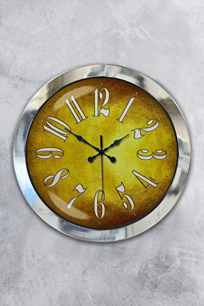 Platin Saat هدية ساعة حائط ذهبية معدنية من الكروم مقاس 36 سم