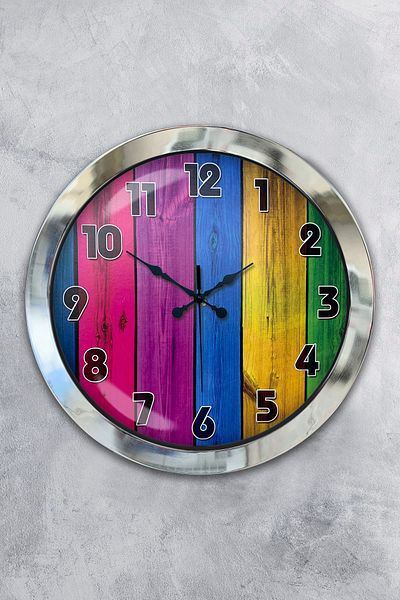 Kasva Concept Δώρο 36 εκ. Χρώμιο Μεταλλικό Ρολόι Τοίχου Rainbow