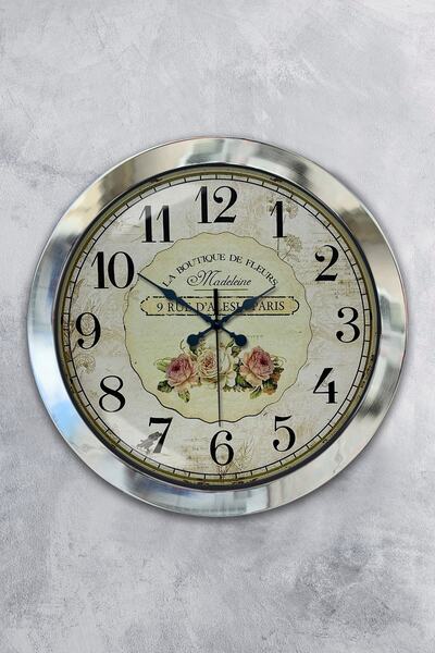 Platin Saat هدية ساعة حائط معدنية كروم مقاس 36 سم