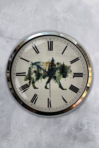 Kasva Concept 40 cm Chrome Metal Wild Nature Wall Clock
