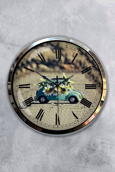 Kasva Concept Gift 40 cm Chrome Metal Tosbağa Wall Clock