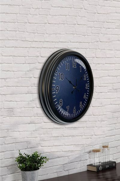 Kasva Concept Gift 40 cm Black Metal Blue Wall Clock