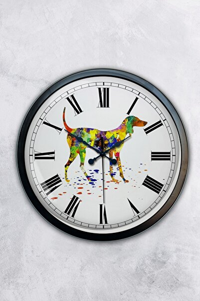 AİB STORE ساعة حائط على شكل كلب معدني أسود مقاس 40 سم