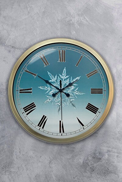 Dream Gift ساعة حائط رقاقات الثلج المعدنية المقلوبة 40 سم