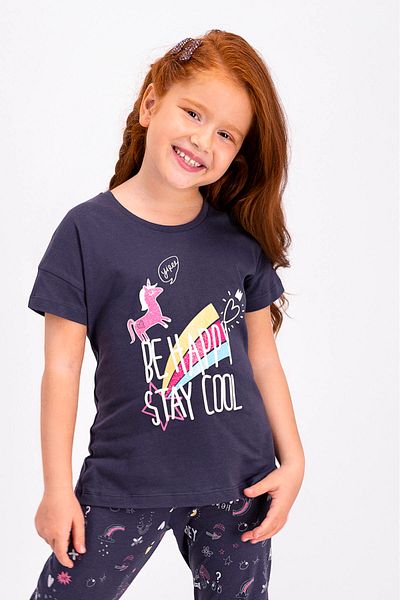 ROLY POLY Rolypoly Be Happy - Girl's Anthracite Short Sleeve Pajama Set