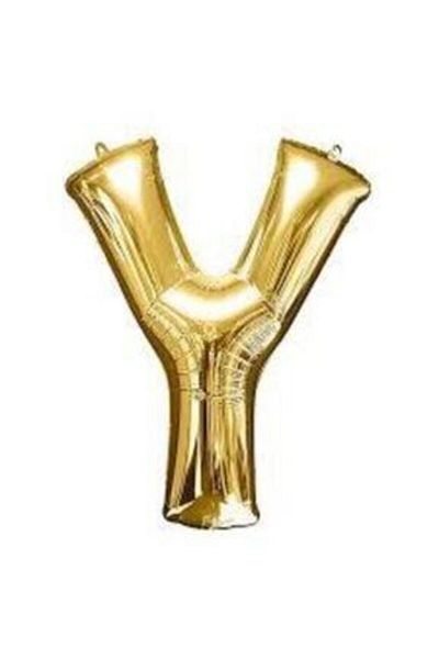 BEST PARTİ Gold Colored Star 16" Foil Balloon - 40 Cm, Letter''Y''
