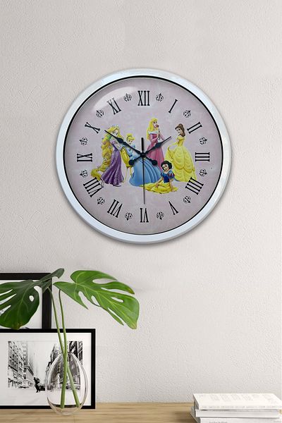 Kasva Concept 40 cm White Metal Sinderalla Children's Wall Clock
