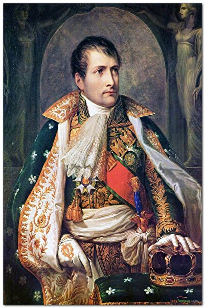 Ahşap Tablo Napoleon Bonaparte Tahtta Tacı Ile (35x50 Cm Boyut)