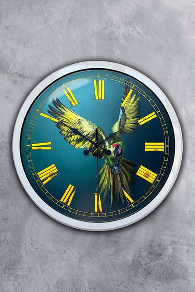 Kasva Concept Gift 40 cm White Metal Parrot Wall Clock